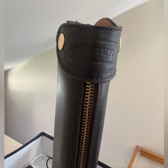 HUNTER ALIDA Women’s Brown Leather Knee High Lace Up Boots Size 7 - Picture 6 of 11